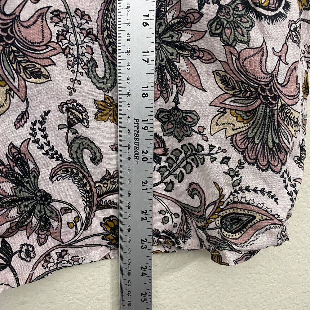 Rachel Zoe Shirt Womens Medium Linen Boho Floral Paisley Pink Button Front - Picture 5 of 7